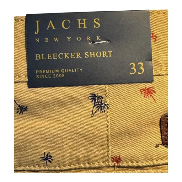 NEW Jachs NY Men's Chino Bleecker Shorts Size 33 Brown Palm Tree Embroidered NWT - Picture 3 of 5